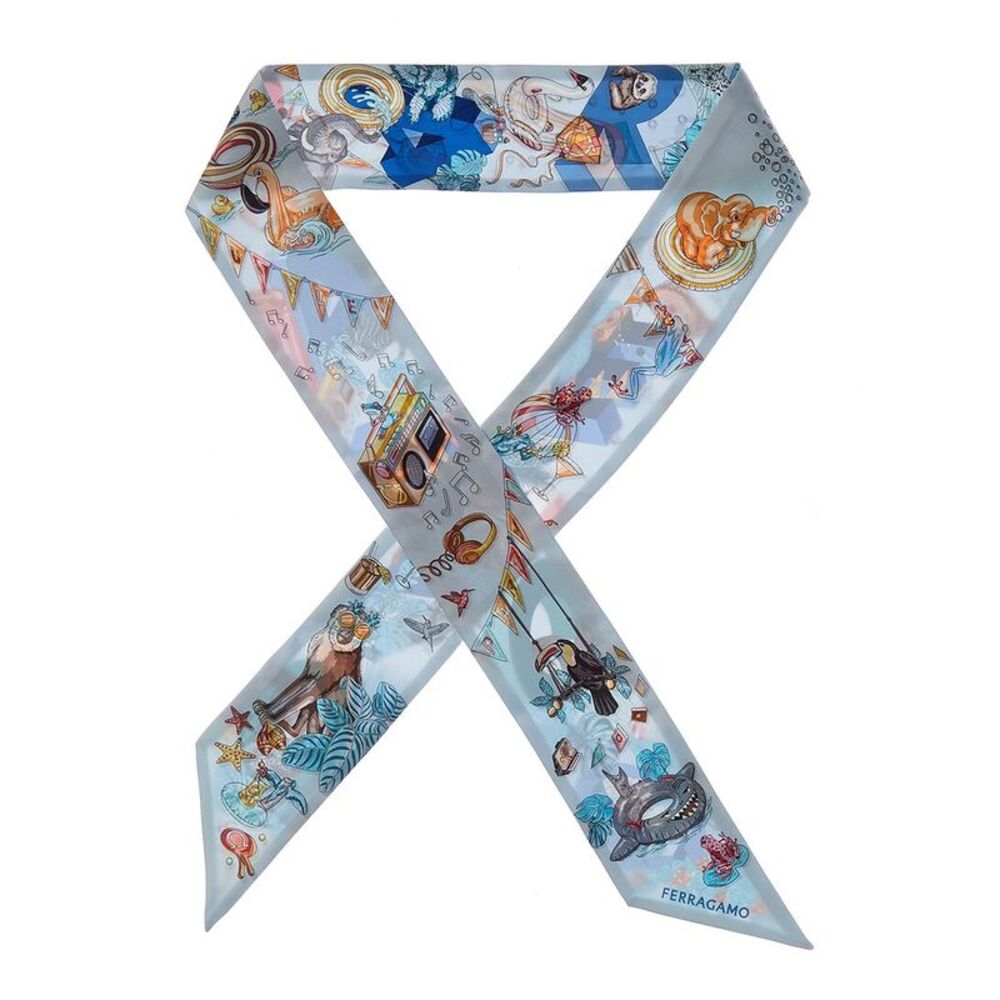 Ferragamo Jungle Party Printed Silk Scarf